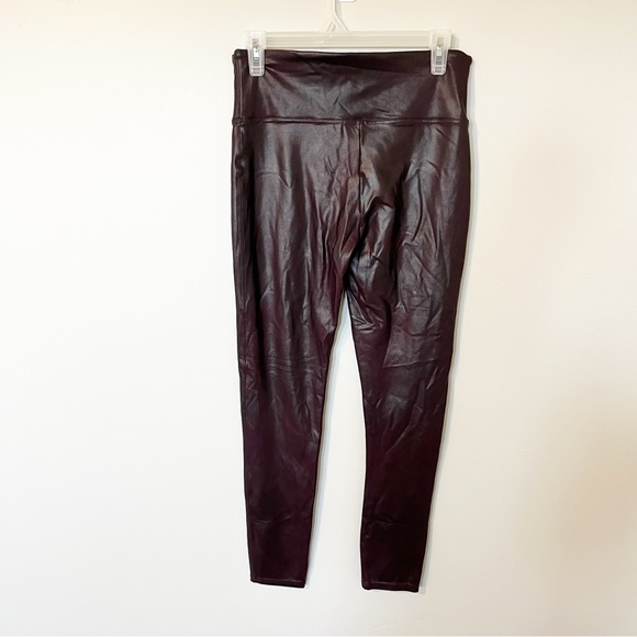 Spanx faux leather wine burgundy maroon leggings X-Large - Picture 5 of 10